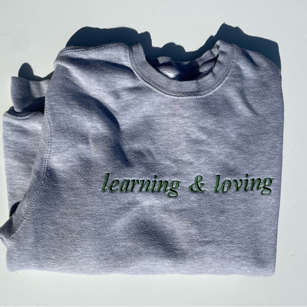 Gray COIN Collectors Band Sweatshirt Learning & Loving  Green Embroidery